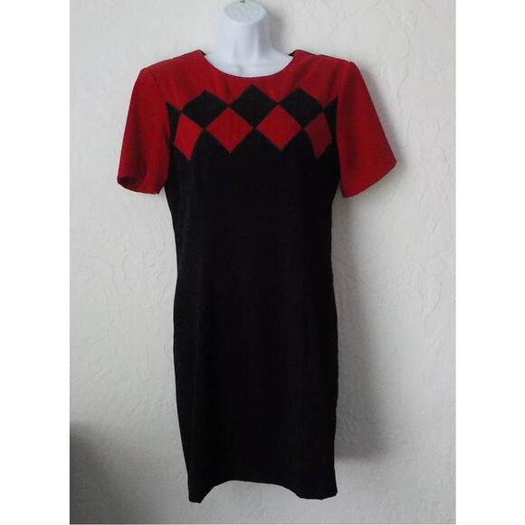 Scarlett Black Red Soft Velour Sheath Dress Women 7/8 Zip Up Retro Goth - Picture 4 of 7